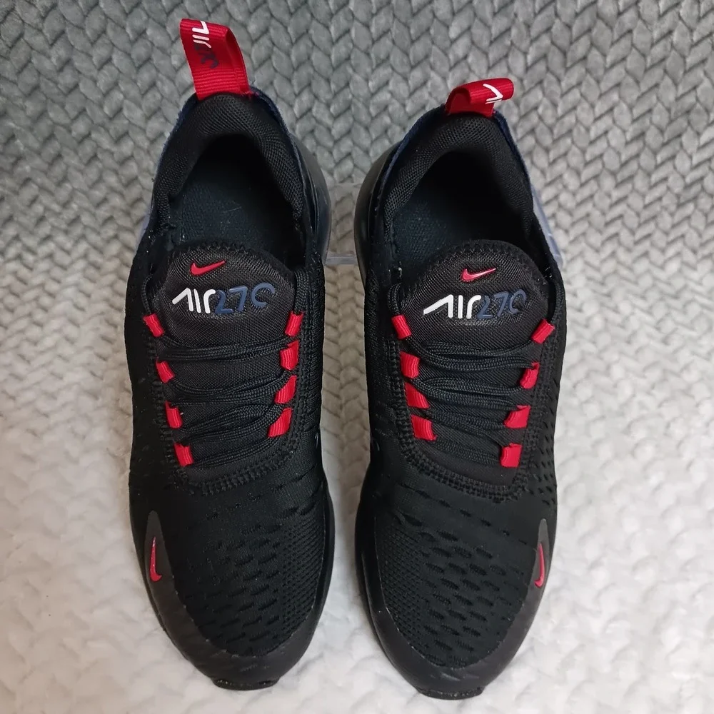 Nike Air Max 270 Black Midnight Navy Red GS Running Shoes Size 4.5Y Women's 6
